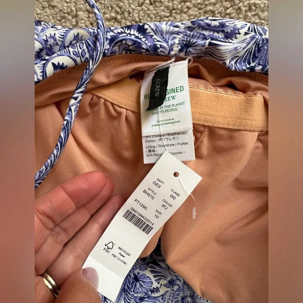 J Crew Ruched Sweetheart one-piece in dandelion swirl, size 10, NWT - Picture 4 of 6